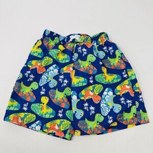 OP Infant Boys Size 24 Months Dinosaur Island Print Lined Swim Trunks Blue 1713